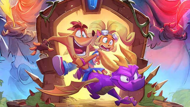 An image shows reported concept art of Crash and Spyro. 