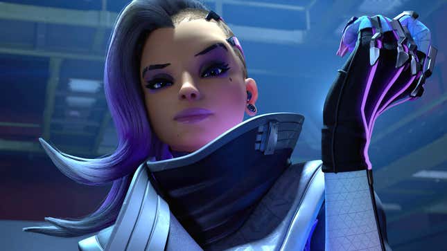 Sombra looks at the camera.