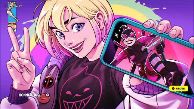 It's Gwenpool, and she's holding a cellphone.